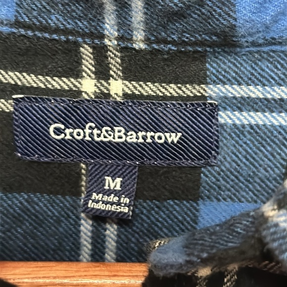 Women’s long flannel shirt button down collar single breast pocket blue & black - Picture 4 of 9